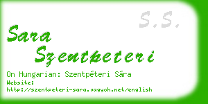 sara szentpeteri business card