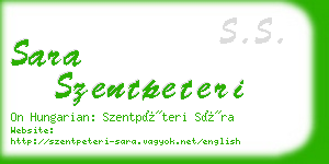 sara szentpeteri business card